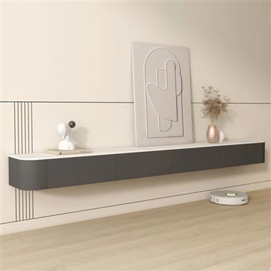 Weißer TV-Ständer aus gesintertem Stein